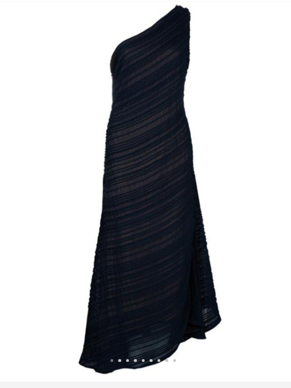 Tadashi Shoji One-Shoulder Black Asymmetrical Pleated Textured Gown Size 4